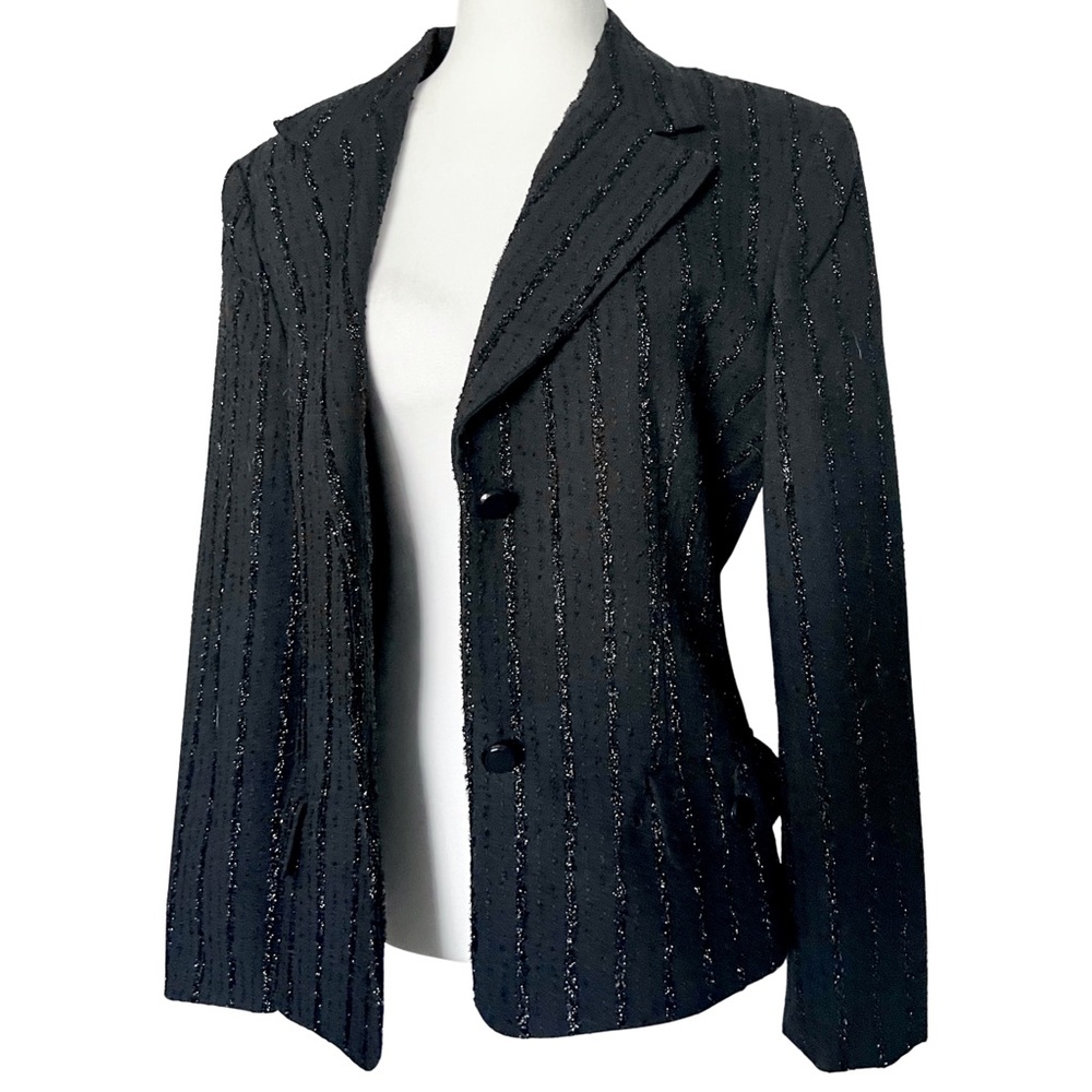 Vintage 1990s HIGH POINT New York Shimmer Black Striped Blazer‎